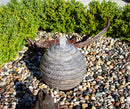 Blue Thumb Smooth Ribbed Limestone Sphere Fountain