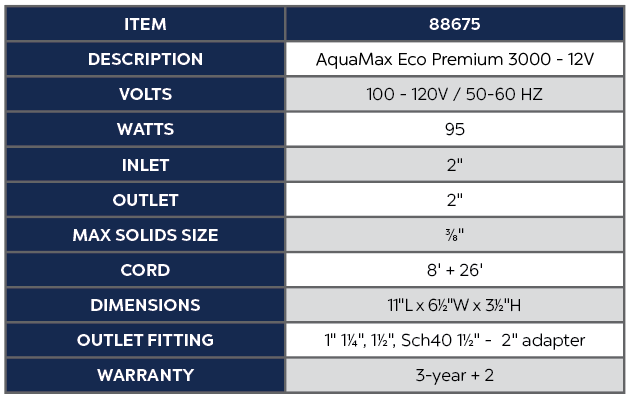Oase AquaMax Eco Premium 3000 - 12V