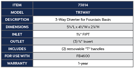 Atlantic Water Gardens Triton 3-Way Diverter