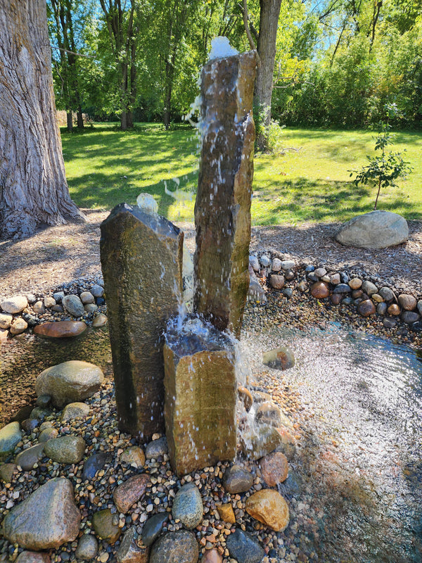 EasyPro Tranquil Décor Large Natural Top Basalt Fountain Set of Three 3′, 5′, and 7′