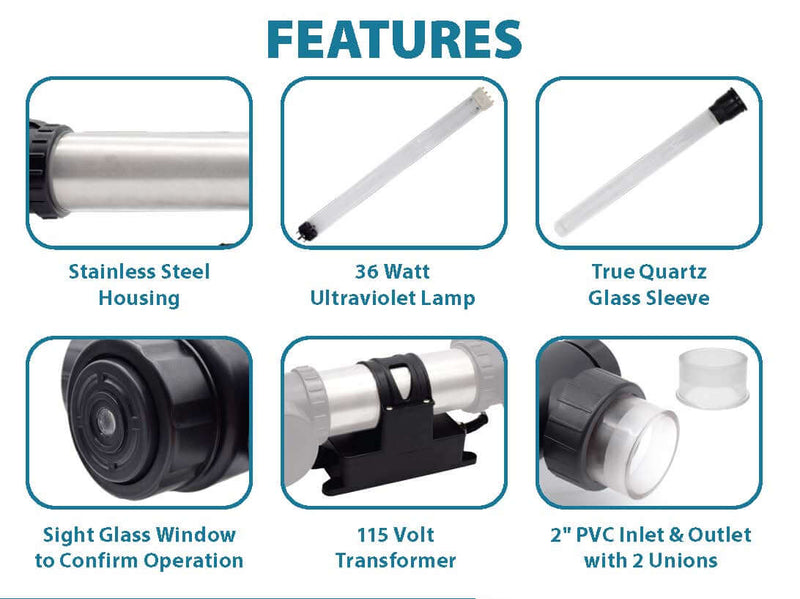 EasyPro PCU225W PRO-CLEAR™ UV ULTRA Stainless Steel Ultraviolet Clarifier