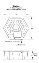 Blue Thumb Hex Fountain Basin - Medium