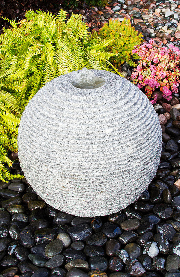 Medium Ribbed Sphere - Granite Fountain Kit