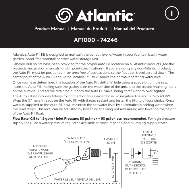 Atlantic Auto Fill Kit