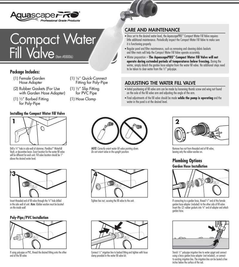 Aquascape Compact Water Fill Valve