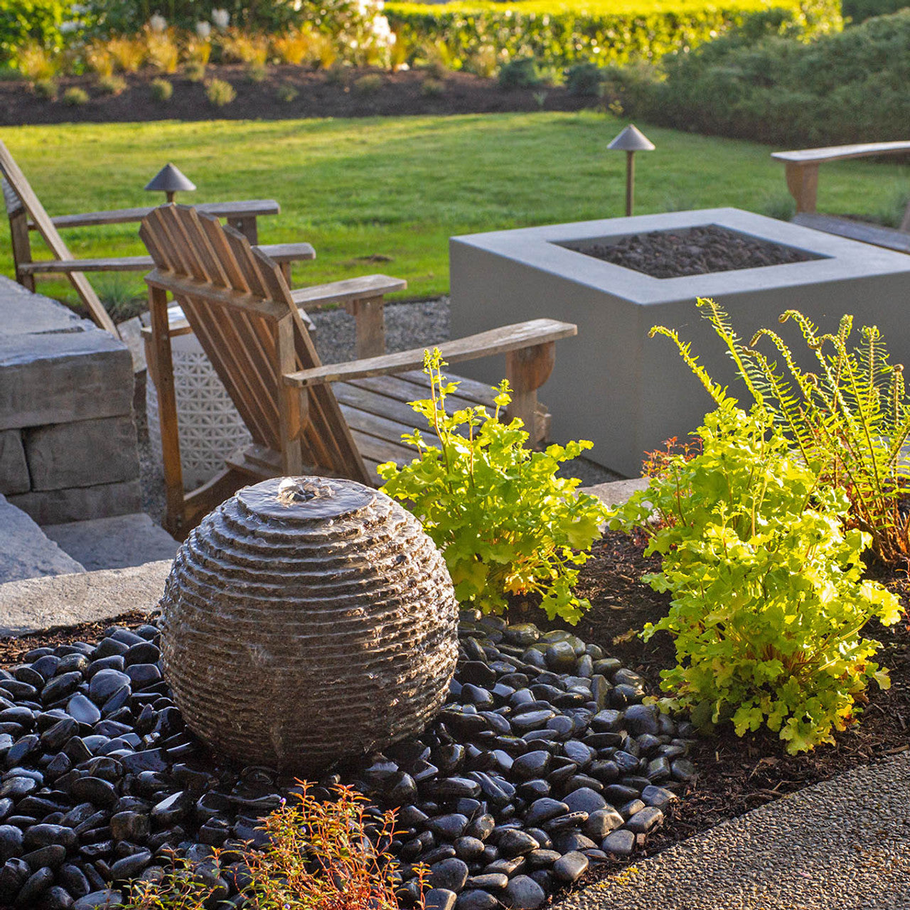 Blue Thumb Small Ribbed Sphere - Granite Fountain Kit